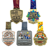 Médailles de récompense personnalisées plaquées or poli miroir avec boîte en velours pour cérémonie de remise des trophées