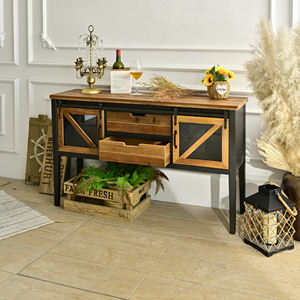 Fournisseur chinois de table console en bois massif rustique vintage pour salon, entrée, hôtel, avec tiroirs de rangement et porte coulissante durable - Product Image 2