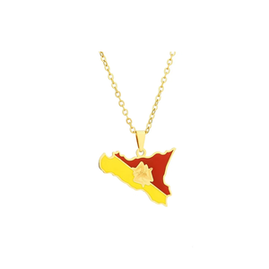 Collar con Colgante de Acero Inoxidable para Hombre y Mujer, Joyería Étnica con Mapa, Regalo Italiano, Nuevo Mapa de la Isla de <span class=keywords><strong>Sicilia</strong></span>, <span class=keywords><strong>Bandera</strong></span> de Italia - Product Image 1
