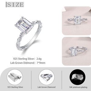 <span class=keywords><strong>Bague</strong></span> de fiançailles de luxe en diamant de laboratoire taille émeraude 3,2 carats <span class=keywords><strong>D</strong></span> VVS1, en argent 925 avec tige torsadée, certifiée IGI, pour demande en <span class=keywords><strong>mariage</strong></span> - Product Image 5
