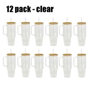 Tasses et gobelets isothermes en verre borosilicate transparent givré de 32 oz et 40 oz, personnalisables avec logo, pour sublimation - Product Image 2