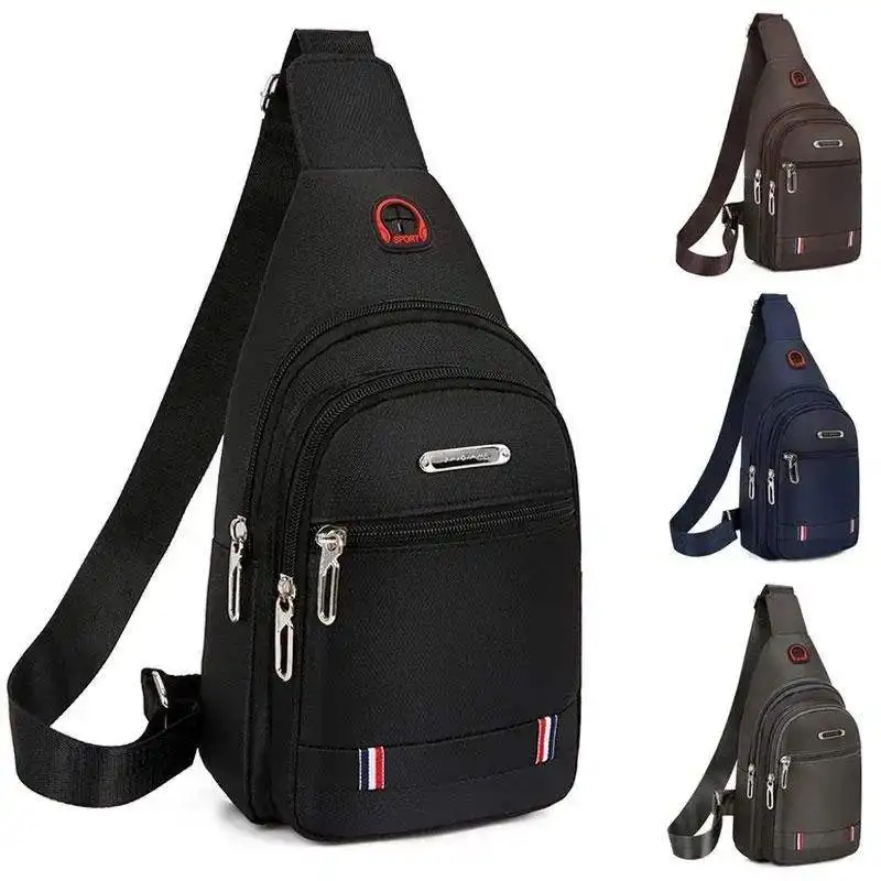 Free Sample Waterproof Headphone Jack Chest Bag Men's Lightweight Mobile Phone Shoulder Bag Chest Sling Bag Shoulder