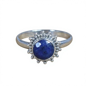 Bague en argent sterling 925 avec saphir bleu, bijou fin fait main, tendance, style chrétien, certifié - Product Image 1