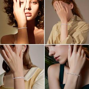 Vòng tay tennis kim cương Moissanite MON01 bằng đồng, vàng trắng, 2mm 3mm 4mm 5mm, dành cho nữ và nam, trang sức cao cấp, quà tặng, chứng nhận Gra Lab. - Product Image 4