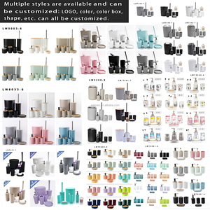 Alto <span class=keywords><strong>Beige</strong></span> grigio bianco nero minimalismo 6 pezzi in plastica Hotel <span class=keywords><strong>bagno</strong></span> <span class=keywords><strong>Set</strong></span> di <span class=keywords><strong>accessori</strong></span> per il <span class=keywords><strong>bagno</strong></span> di lusso - Product Image 3