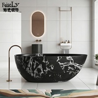 Baignoire ovale profonde autoportante de style français rétro vintage, inspirée de la pierre de Black Hole, pour villas, B&B et hôtels