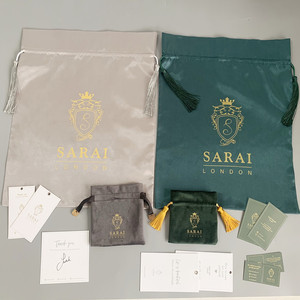 Büyük Gri Yeşil İpek Saten İpli Toz Torbası, Çanta Kılıfları, Saten Giysi Çantası, Püsküllü Saten Çanta - Product Image 2