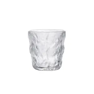 Free sample 250ml empty classic milkshake ice cream bubble water glass beverage whiskey glass/Surface with ripple design