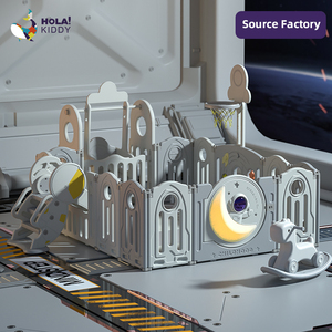 คอกกั้นเด็กพลาสติกพับได้พร้อมสไลเดอร์ <span class=keywords><strong>เปล</strong></span>โยก ม้าโยก รั้วนิรภัยในร่ม สนามเด็กเล่นแบบพกพา ศูนย์กิจกรรมสำหรับเด็กเล็ก - Product Image 2