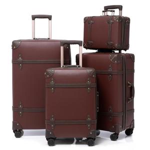 Conjunto de Malas de Viagem de Luxo Vintage em Couro PU GEMULIN 14/20/24/28 Polegadas Clássica de Alta Qualidade com Rodas Giratórias e Trava TSA - Product Image 1