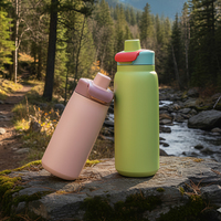 Bouteille d'eau personnalisée en acier inoxydable avec paille, isotherme sous vide, anti-fuite, pour le sport, OEM ODM, vente en gros