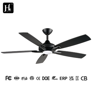 Ventilateur de plafond moderne à LED silencieux à 5 pales en ABS de 52 pouces avec moteur DC, télécommande, 6 vitesses, CRI 85, pour salon, à intensité variable, à prix bas - Product Image 1