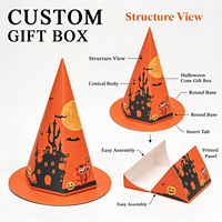 Boîte en carton pliable personnalisée, écologique et jetable, en forme de chapeau de sorcière, pour Halloween, pour les fêtes, les bonbons, les cadeaux