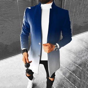 新着メンズスリムフィットシングルブレストビジネスフォーマルトップコートスタイリッシュな冬用スタンド襟ピーコート暖かいトレンチ - Product Image 3