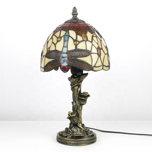 LongHuiJing Tiffany Table Lamp Dragonfly Shade Stained Glass Table Lamp Wholesale Price Antique Style Glass Table Lamp - Product Image 5