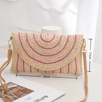 Sac à main en paille vintage écologique tissé à la main pour femme, style bohème, pochette de plage, avec bandoulière amovible, mode estivale