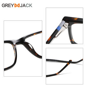 Monturas de Gafas Rectangulares Grises Jack Ac1005, Montura Completa Anti-UV Unisex de Metal con Bisagras de Resorte - Product Image 4