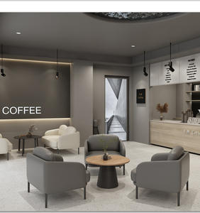 Casual Home Cafe Booth postre panadería tienda biblioteca descanso negociación recepción MESA de madera maciza y juego de sofá individual de cuero - Product Image 5