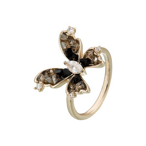 Butterfly <b>Open</b> <b>Ring</b> Women's Adjustable Insect Index Finger <b>Ring</b> With Black Gradient Crystal Prong Setting Jewelry Gift - Product Image 5