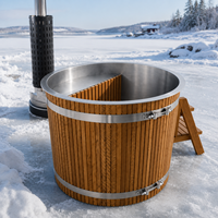 Sauna et bain à remous extérieur combinés Warmfire pour 2 personnes, 60 gallons+, idéal appartement, parc, salle de sport, avec chauffage au bois 6KW en acier inoxydable