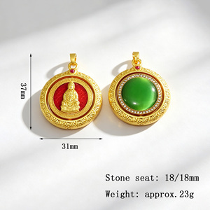 Ciondoli Rotondi Girevoli Vintage Cinesi con Strass e Smalto, Talismano <span class=keywords><strong>Portafortuna</strong></span> per Creazione Collane Fai da Te, Vendita all'Ingrosso - Product Image 6