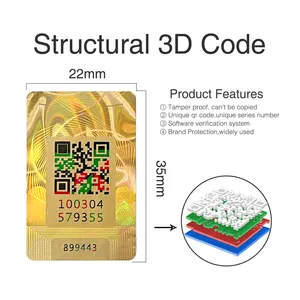 Etiquetas de segurança holograma 3d 1000 peças/rolo, anti-falante tamper evidente etiqueta de autenticidade verificação de código qr adesivo
