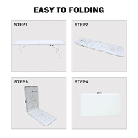 Table pliable en plastique blanche de 6 pieds, portable, haute résistance, pour le camping, les pique-niques et les fêtes, table imperméable