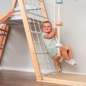 Kinder-Spielzeug-Schaukelsets Holz-Indoor-Spielplatz Kletterwand Bett Kleinkind-Aktivitätszentrum mit Latten zum Einkaufen - Product Image 3