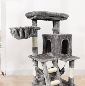 Venta directa de fábrica: Árbol rascador para gatos gris con nido y rascador, ideal para gatos. - Product Image 2