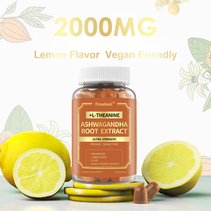 Thực phẩm bổ sung kẹo dẻo chiết xuất rễ Ashwagandha 2000mg Rosebest OEM nhãn hiệu riêng, thuần chay, bổ sung Magie và 5-HTP dành cho nam và nữ - Product Image 2