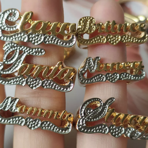Bague personnalisée en or plaqué 3D avec nom gravé pour femme et homme, bagues avec lettres personnalisées pour cadeaux - Product Image 5