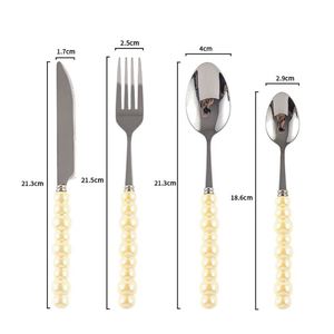 Ceramic Pearl Design Handle Knife Fork <b>Spoon</b> Fairy High Appearance Level Dinner <b>Soup</b> <b>Spoon</b> Western Steak Knife with Hand Salute - Product Image 2