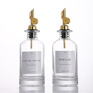Cocina vacía 350ml 500ml salsa cuadrada vinagre cocina aceite de oliva botella de vidrio con boquilla de vertido de acero inoxidable para Cocina - Product Image 5
