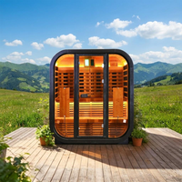 Modern Sade Tasarımlı Dış Mekan Uzak Kızılötesi Sauna, Yumuşak Tuşlu Kontrol Paneli ile 2-3 Kişilik Termo Ladin Sauna Odası