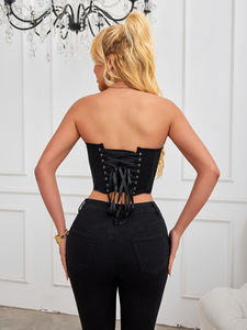 Cintolino da donna Sexy con collo a cuore Top a tubo corto <span class=keywords><strong>senza</strong></span> <span class=keywords><strong>spalline</strong></span> <span class=keywords><strong>Bustier</strong></span> Cami corsetto da sposa Haut <span class=keywords><strong>Bustier</strong></span> - Product Image 2