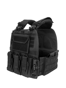 Gilet Tattico Modulare con Taglio Laser, Fondina Nera, Portaoggetti in Tessuto Oxford Rosso, Portacaricatori a Sgancio Rapido, Bandoliera Molle e Portapiastre - Product Image 2