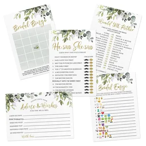 유칼립투스 테마 접이식 리플렛 브로셔 코팅지 하드커버 웨딩 어드바이스 카드 브라이덜 샤워 게임 디지털 선물 - Product Image 1