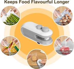 Scelleuse de sacs portable 2-en-1 avec logo personnalisé, coupe-sac à pression manuelle, rechargeable par USB, pour snacks et chips - Product Image 4