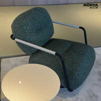 Fauteuil pivotant moderne NORYA, confortable et écologique, avec revêtement en tissu, base pivotante en métal, pour salon