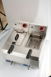 Friteuse électrique professionnelle à double cuve, friteuse de table avec drain d'huile pour restaurant, cuisine, camion de restauration, équipement de traiteur - Product Image 6