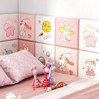 Autocollant mural 3D en dessin animé rose auto-adhésif, panneau anti-collision souple XPE, imperméable, décoration de chambre d'enfant