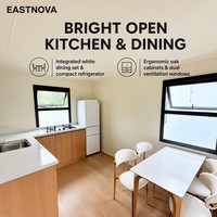 Cabane préfabriquée en conteneur, maison modulaire miniature avec chambre, cuisine et salle de bain pour location de vacances en resort