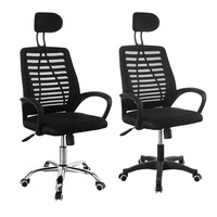 Chaise de bureau ergonomique à dossier haut en maille avec appui-tête réglable, pivotante et relevable, pour usage domestique ou professionnel