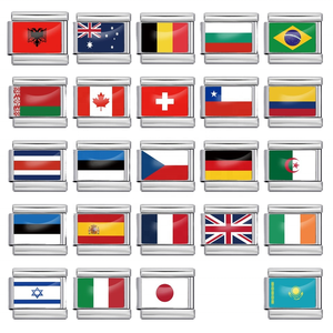 Bracciali Charm alla Moda Moyamiya di Grande Successo in Acciaio al Titanio con Modulo Italiano Fai-da-Te e Foto della Bandiera Nazionale - Product Image 1