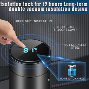 Bouteille d'eau intelligente à double paroi en acier inoxydable de 16 oz, alimentée par batterie, avec affichage LCD de la température et boisson directe – Meilleure vente - Product Image 4