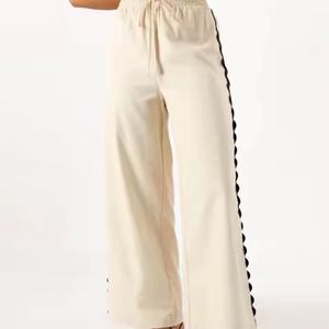 Nouveauté été : Ensembles en lin brodés pour femme, style plage, comprenant un haut court à bretelles et un pantalon ample - Product Image 3