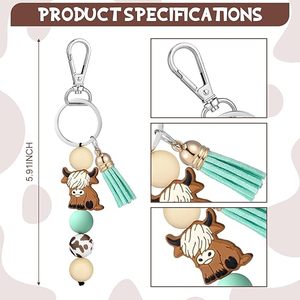 Porte-clés Vache des Highlands en silicone, mignon, cadeau, porte-clés animaux, cadeaux de fête Vache des Highlands pour femmes et hommes, cadeaux porte-clés, voiture, marron - Product Image 2