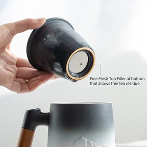 Embossed Gradient Large Ceramic Coffee Mug <strong>Set</strong> With Infuser and Lid Loose Steeping <strong>Teacup</strong> <strong>Set</strong> Ceramic Mug - Product Image 6