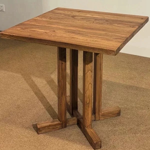 Juego de Mesa de Comedor de Madera Maciza Estilo Wabi Sabi, Muebles Vintage para Cafetería y Restaurante, Mesa Redonda y Cuadrada - Product Image 2