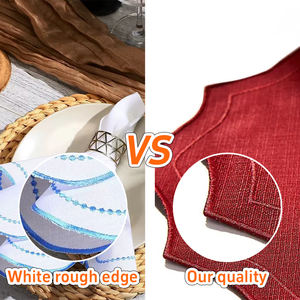 Khăn ăn vải lanh thêu tay, viền ren, thêu chữ cái riêng, thêu logo, dùng cho đám cưới - Product Image 4